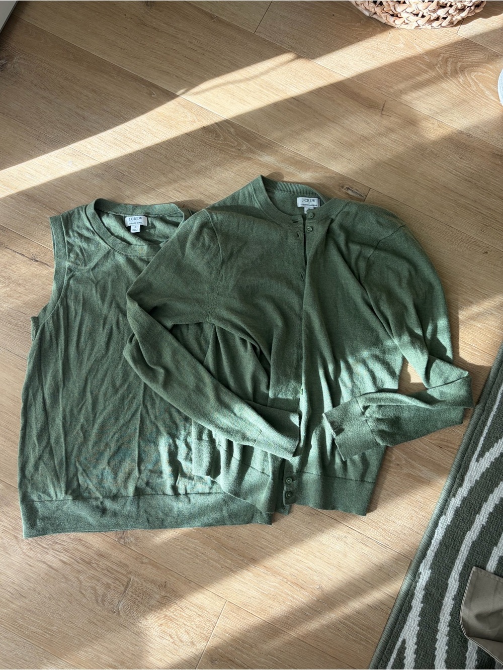 J. Crew Olive Green Knit Tank & Cardigan Set